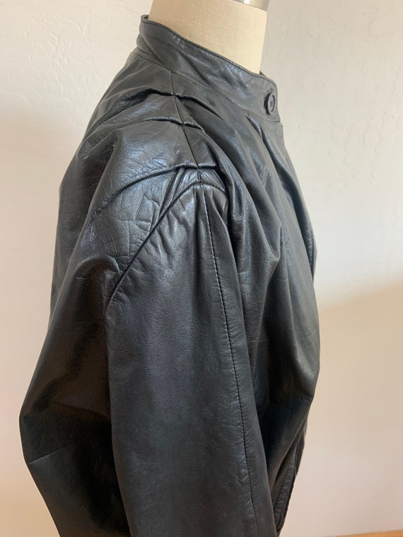 Vintage 1980’s Black Leather Jacket Medium, Vinta… - image 4