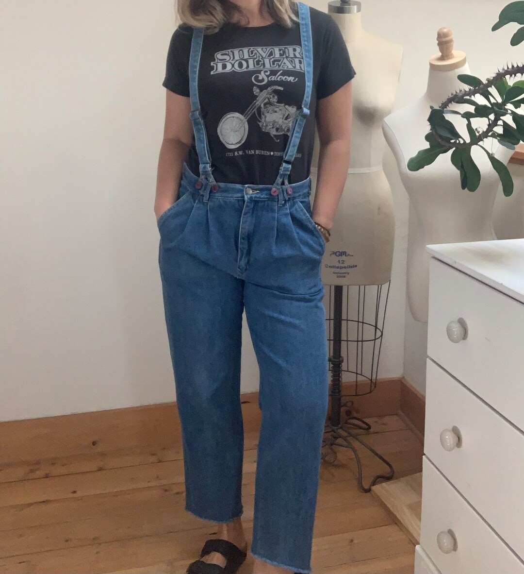Vintage 1980'S Walls denim coveralls, men's size XXL unclear blue type Vintage Second Hand