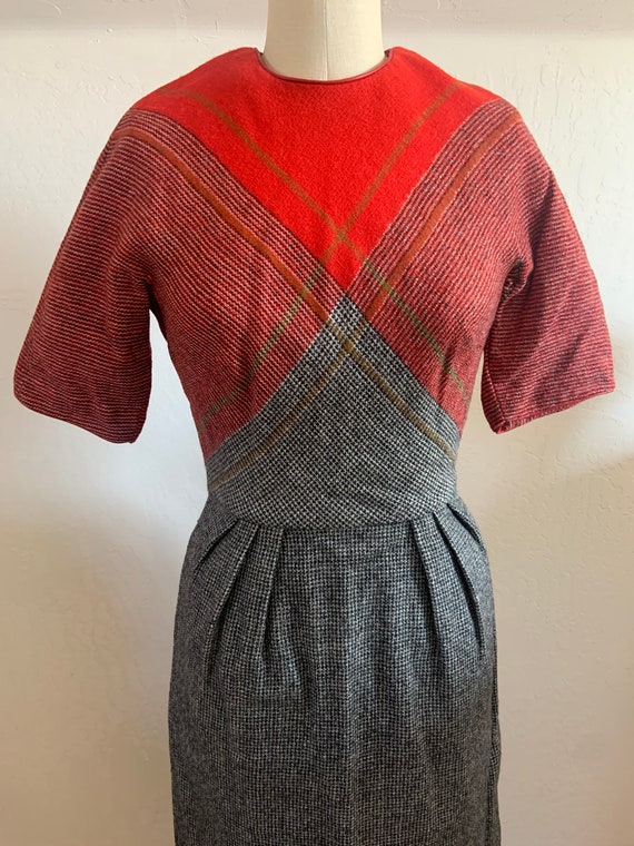 Vintage 1960’s Checked Wool Dress Medium