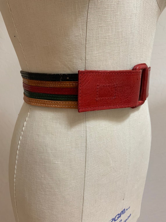 Vintage 1980’s Strappy Colorful Leather Belt 28”