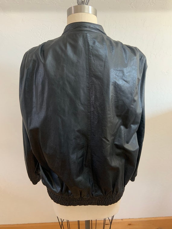 Vintage 1980’s Black Leather Jacket Medium, Vinta… - image 5