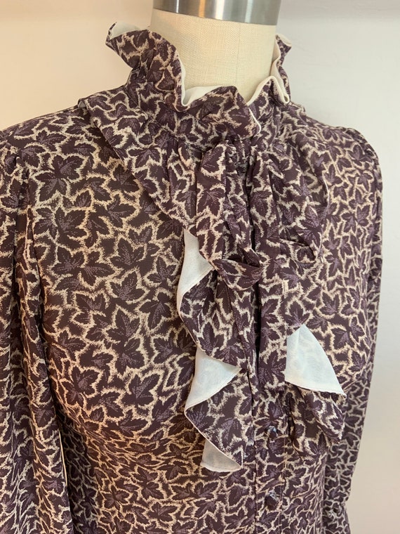 Vintage 1980’s Pussy Bow Ruffled Blouse Small - image 2
