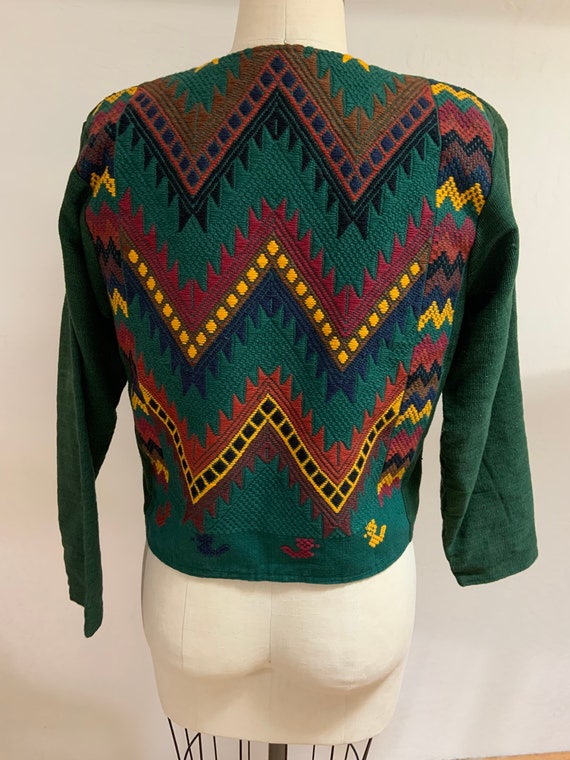 Vintage Hand Woven Guatemalan Jacket Small - image 8