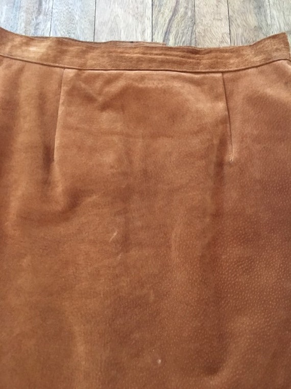 Vintage Suede pencil skirt 26” - image 3