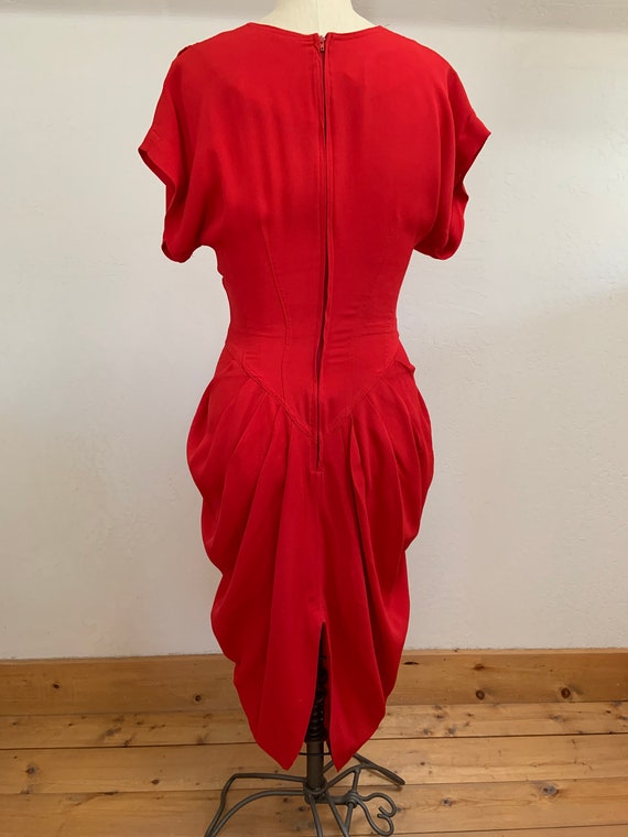 Vintage 1980’s  Red Karen Alexander Dress Size 8 - image 3