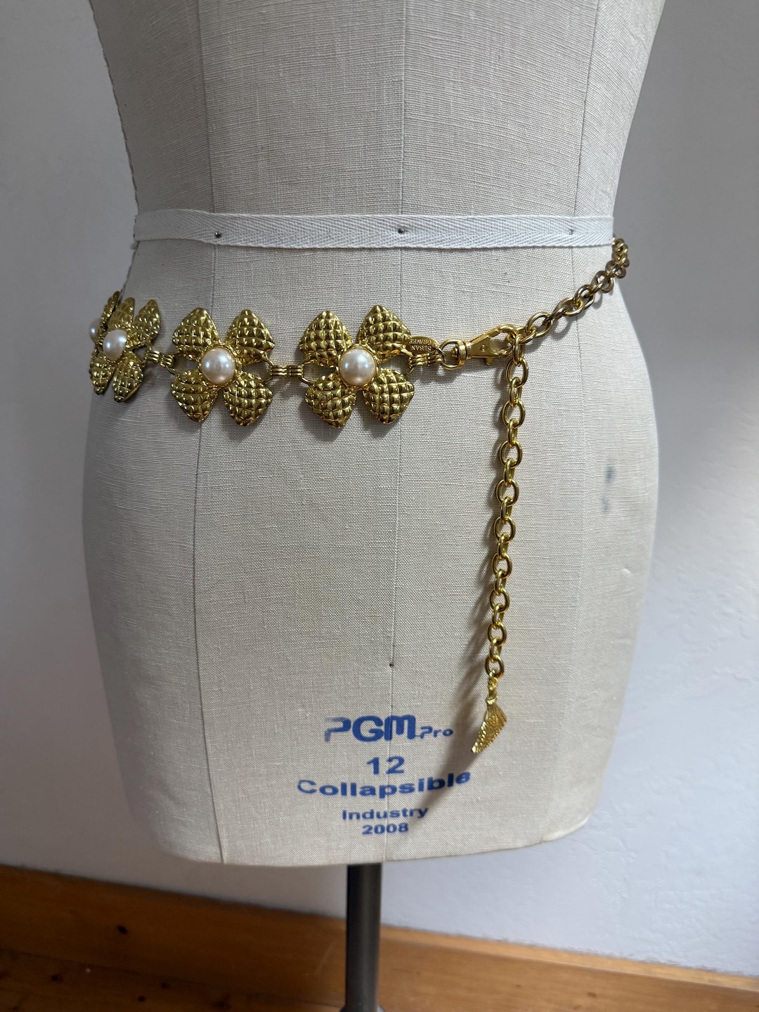 Susan Belt Vintage 1980’s Susan Graver Brass Pearl Belt Medium - Etsy