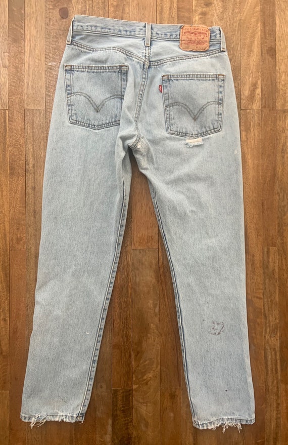 Vintage Patched Painted Faded Levis 501 Jeans  32… - image 7