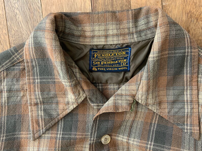 Vintage Lightweight Brown Wool Plaid Sir Pendleton Shirt | Etsy