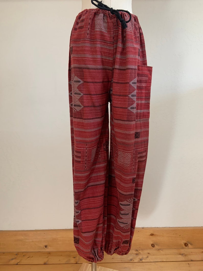 Vintage Boho Woven Drawstring Waist Joggers Small