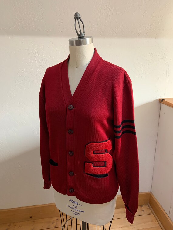 Vintage 1960’s Red Wool Letterman Sweater
