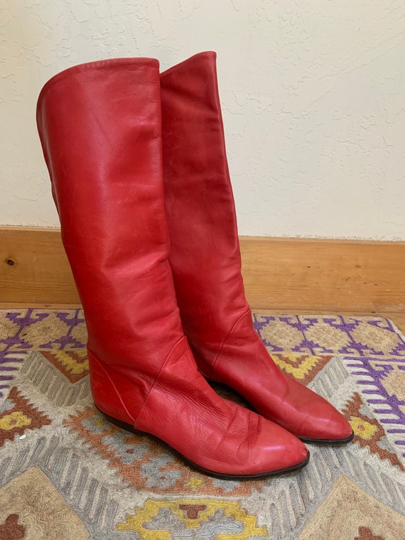 Vintage 1980’s Red Italian Leather Boots 8.5