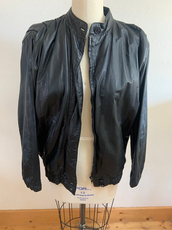 Vintage 1980’s Black Leather Jacket Medium, Vinta… - image 2