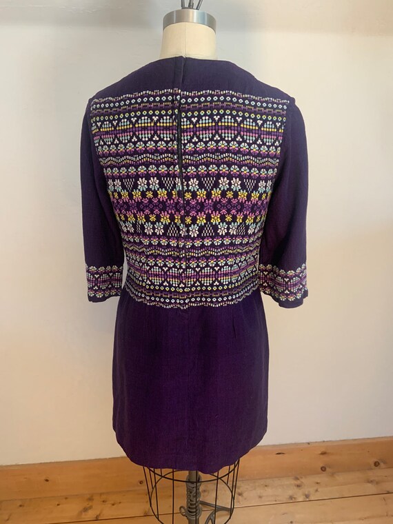 Vintage 1960’s Purple Hand Woven Cotton Guatemala… - image 4