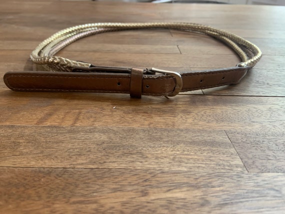 Vintage Metallic Gold Bronze Strappy Belt 34” - image 4