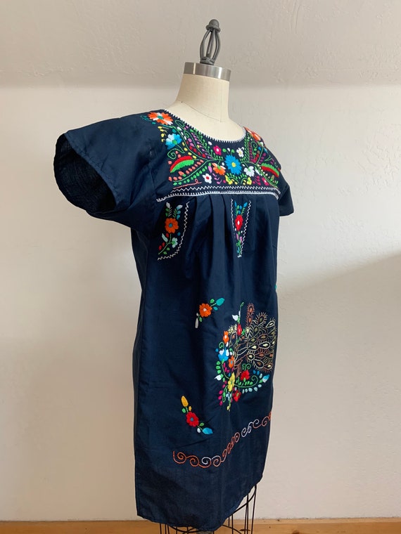 Vintage Hand Embroidered Peacock Mexican Puebla D… - image 2