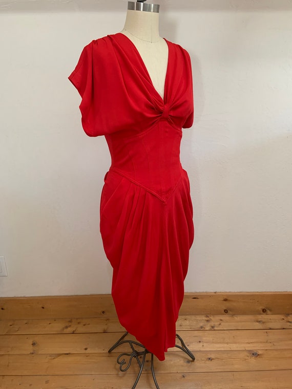 Vintage 1980’s  Red Karen Alexander Dress Size 8 - image 2