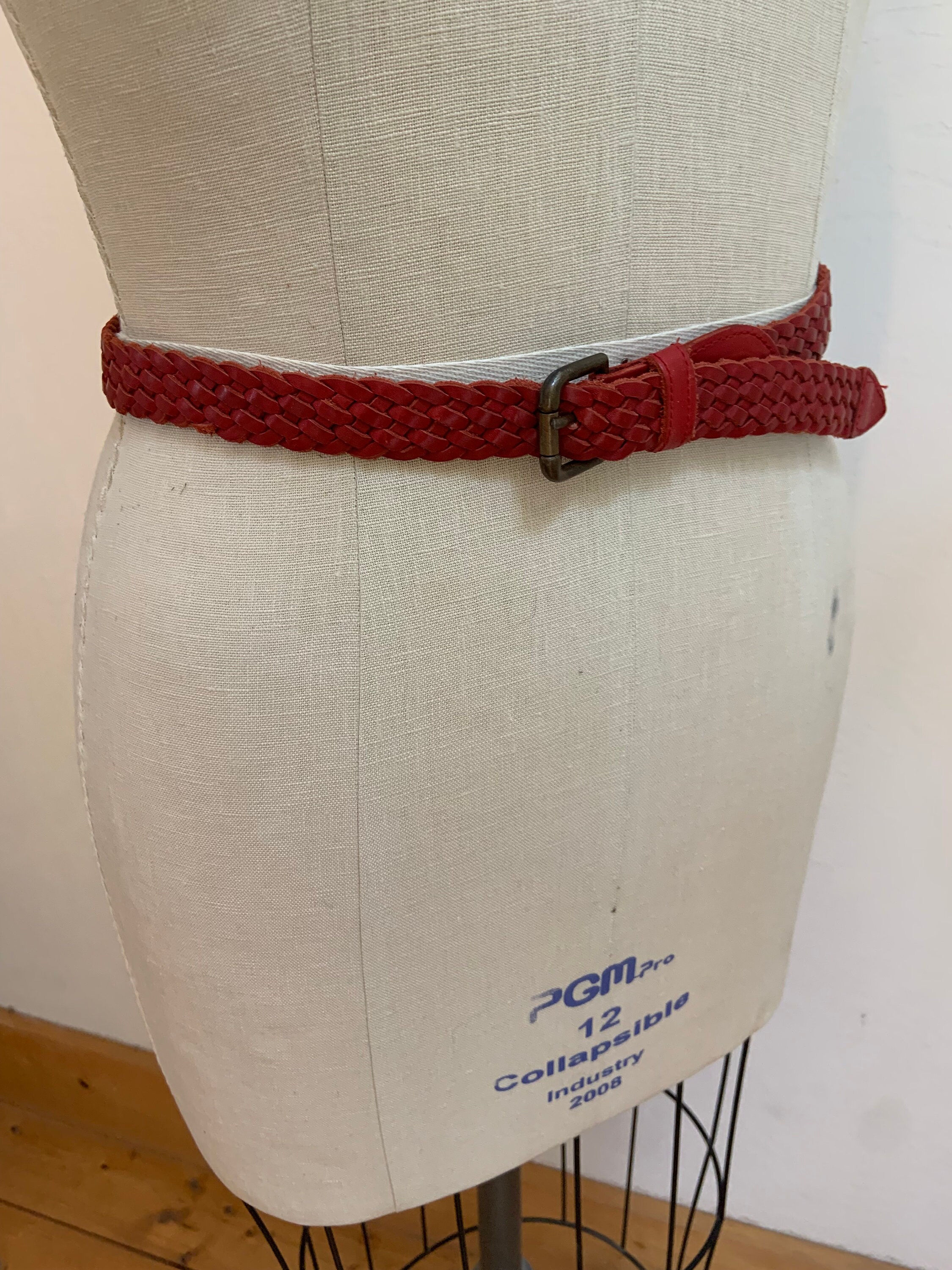 Vintage 1980's Red Braided Leather Belt 32” - Etsy