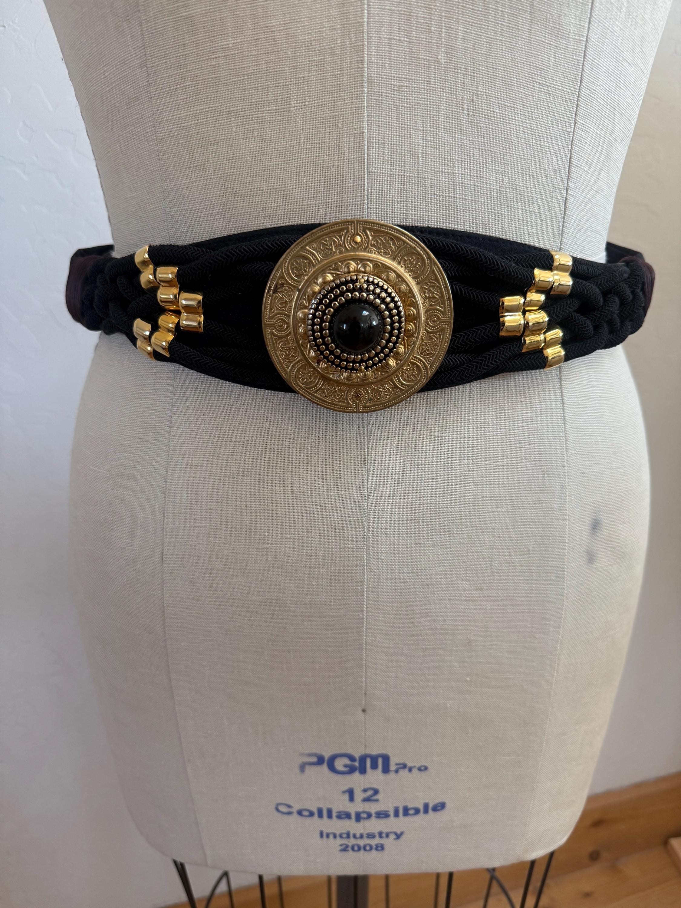 Carolyn Tanner Designs Belt Black Brown Cummberband M/L Women Carolyn Tanner Designs Brown Faux Pearls Beaded Black  main image 2