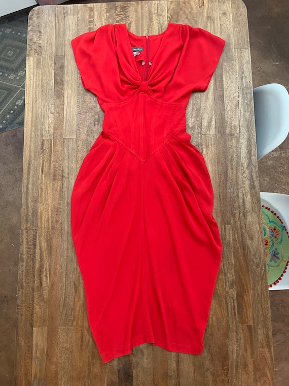 Vintage 1980’s  Red Karen Alexander Dress Size 8 - image 8