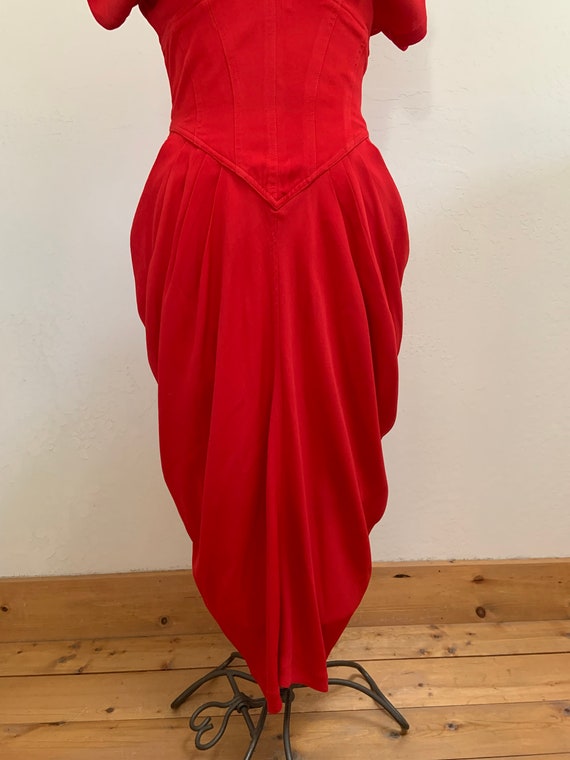 Vintage 1980’s  Red Karen Alexander Dress Size 8 - image 9