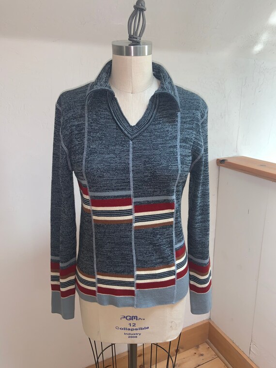 Vintage 1970’s Striped Marled Sweater - image 4