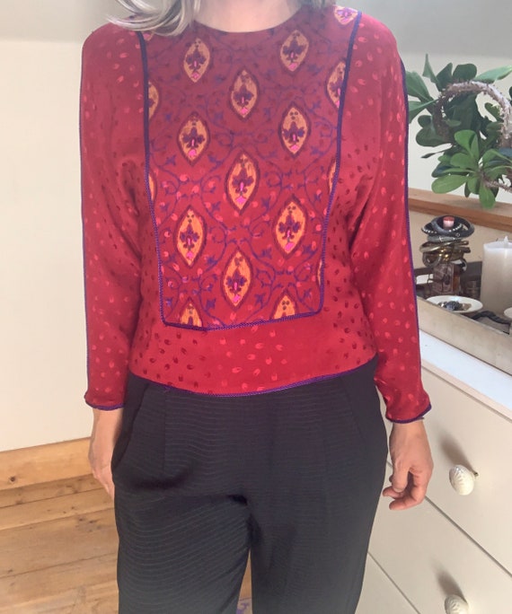 Vintage 1980’s Red Silk Blouse