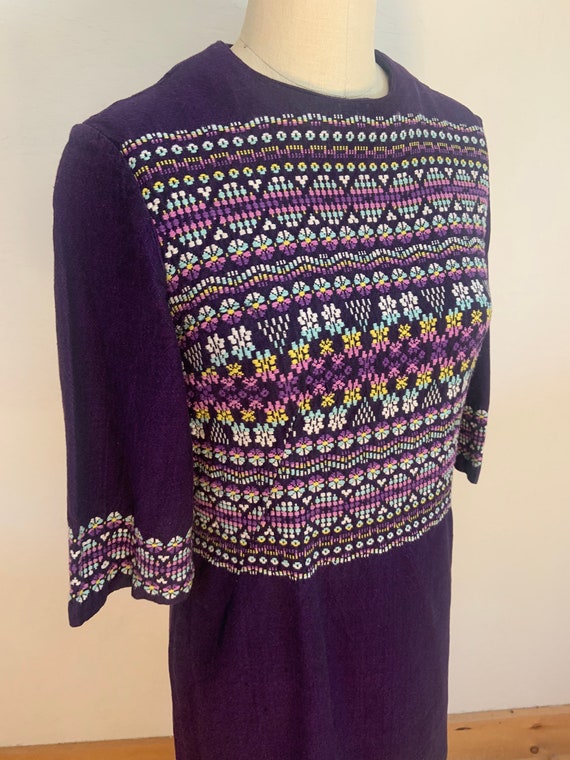 Vintage 1960’s Purple Hand Woven Cotton Guatemala… - image 1