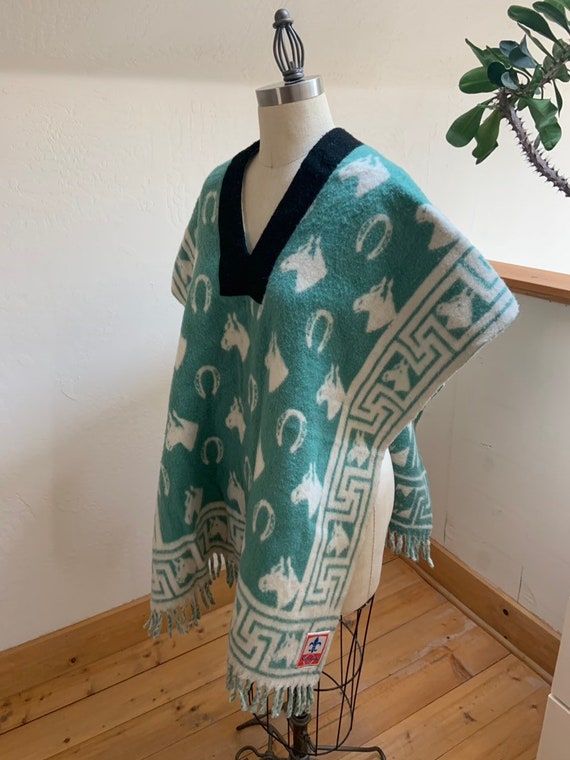 Vintage Reversible Mexican Blanket Poncho - image 2