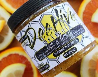 Luxury Lemon Crush Exfoliating Body Scrub | Sugar Scrub | Moisturizing Sugar Scrub | DeeHive Delights