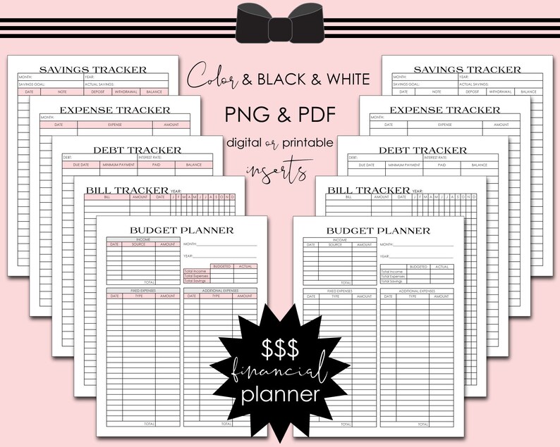 Digital Financial Planner Insert Pages Money Tracker Printable Budget Planner Portrait Pdf Png Goodnotes Notability - 