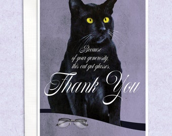 Cat Glasses Thank You Card | funny card, greeting card, vintage card, humorous card, friendship card, cat card, thank you card, any occasion