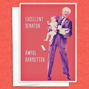 Bernie the Babysitter Card, carte de voeux amusante, amitié, je pense à vous, juste parce que, Vermont, carte de bébé, nouveau parent, toutes les occasions
