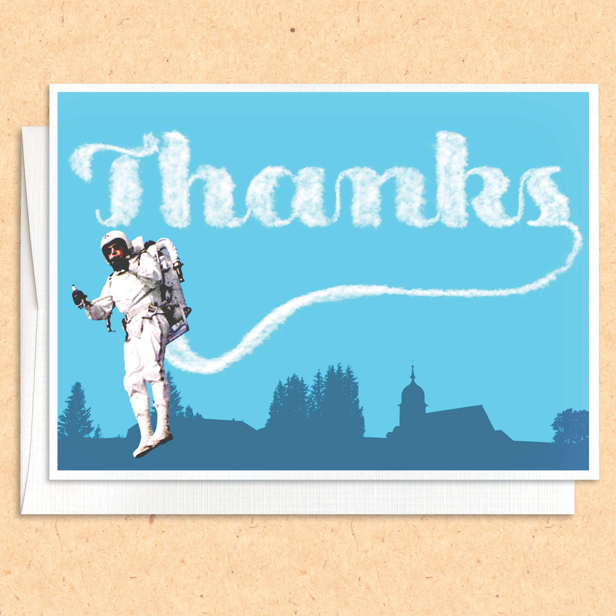 Jetpack Skywriting Thank You Card, Funny Greeting Card - Etsy