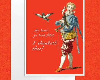 Renaissance Thank You Card | funny card, greeting card, vintage card, humorous card, friendship card, thank you card
