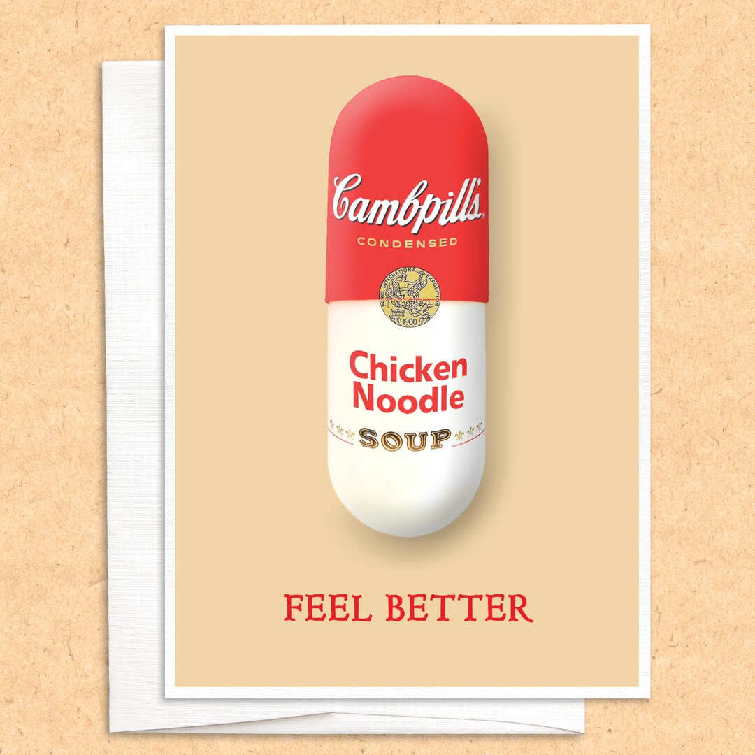 Feel Better Soup Card, Sympathy Card, Friendship, Thinking of You Card