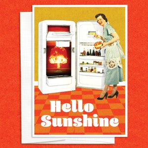 Carte Hello Sunshine, carte de l'amitié, carte de voeux drôle, toutes les occasions, en pensant à vous, art vintage, juste parce que carte
