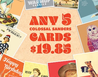 Choose any 5 greeting cards, Funny Greeting Card, card pack, mix and match, pick and choose, any occasion