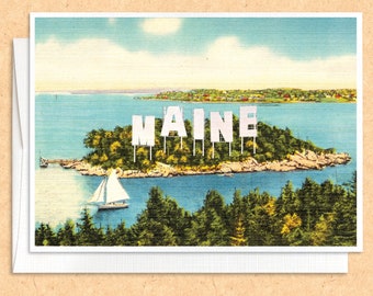 Maine Sign Card  | funny card | Maine card | Maine gift | greeting card | quirky card | vintage postcard, any occasion