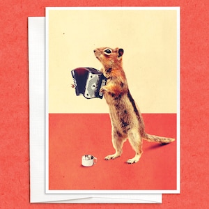 Carte d'écureuil accordéon, carte de voeux amusante, carte d'animal, amitié, je pense à vous, juste parce que, carte de musique, bonne chance, toutes les occasions