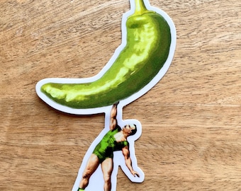 Green Chile Strongman funny sticker
