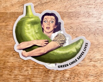 Green Chile Saves Lives funny sticker