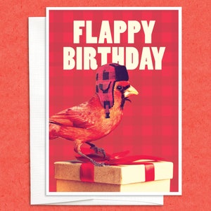 Carte d'anniversaire Flappy, carte de voeux drôle, anniversaire d'humour, carte d'oiseau, carte d'animal, original