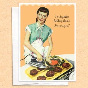 Ensemble, bonne carte, Amitié, toutes les occasions, Une pensée pour vous, Carte de voeux amusante, vintage, humour