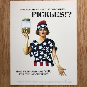 The Apicklypse funny pickle art print  | funny art | pickle art , vintage