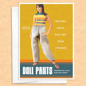 de couleur Pantalon de poupée | carte drôle, carte de voeux, carte vintage, carte humoristique, carte d'amitié, toute occasion, mode