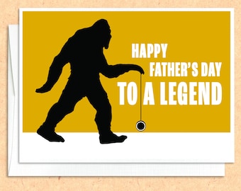 Bigfoot Legend Father's Day funny greeting card, dad card, bird card, dad joke