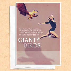 Attaques d'oiseaux géants, carte de voeux amusante, carte d'oiseau, carte d'amitié, carte de pensée pour vous, juste parce que, sympathie, rétablissement, toute occasion