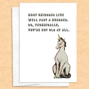 Carte d'anniversaire licorne | carte d'anniversaire drôle | carte de voeux drôle | carte subversive | carte irrévérencieuse | humour noir