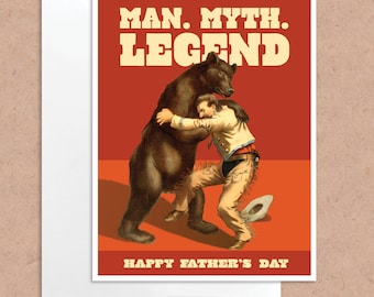 Bear Wrestler Father's Day funny greeting card