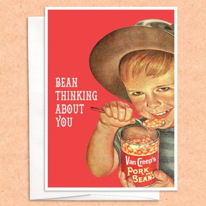 Bean pense à vous, carte de l'amitié, carte pense à vous, carte de voeux drôle, vous manquez, toutes les occasions